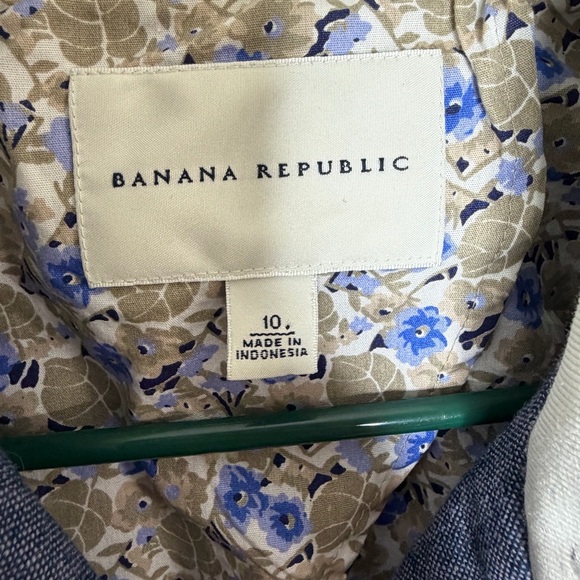 Banana Republic Blue Linen Blend Military Blazer Jacket Size 10 - Picture 6 of 13